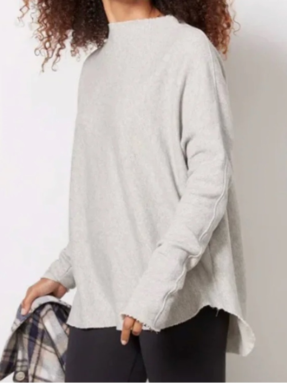Perfectwhitetee | Morrison Mock Neck Raw Hem Sweatshirt